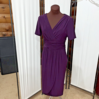 Womens EVAN-PICONE MIDI Dress Dark Purple Short Sleeve Size 4 B49 | eBay