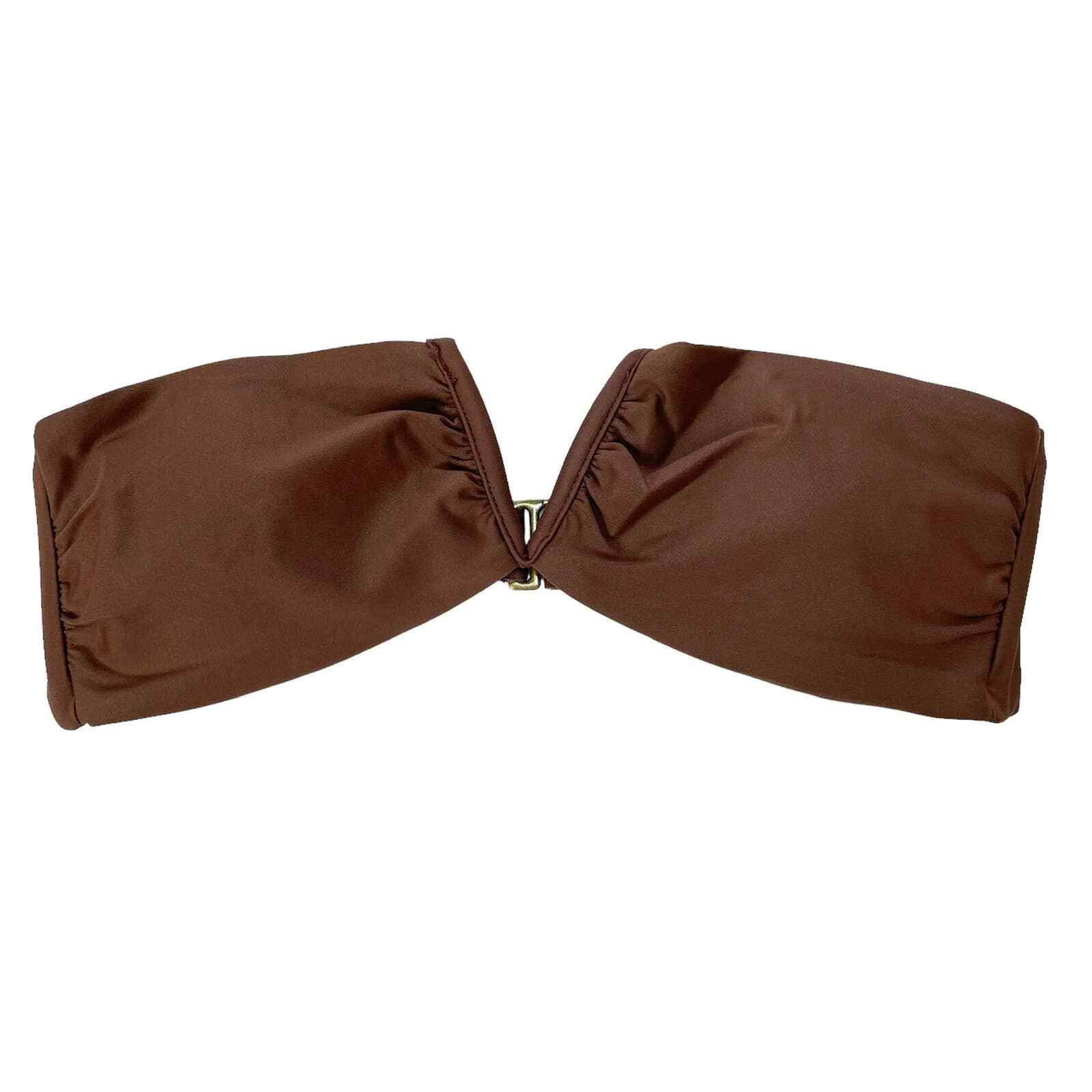 Andie Bikini Top Womens Small Scala Espresso Brown Bandeau Swimwear New