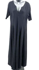 SOFT SURROUNDINGS sz.10 Scarletta Ponte Stretch V-Neck Maxi A-Line Dress Black