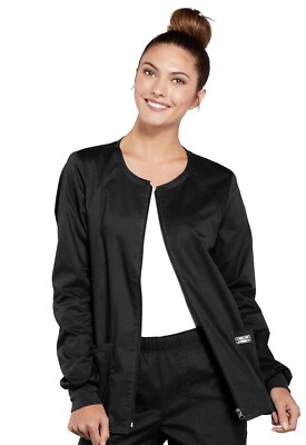 Cherokee Workwear Women's Zip Front Scrub Jacket 4315 Black