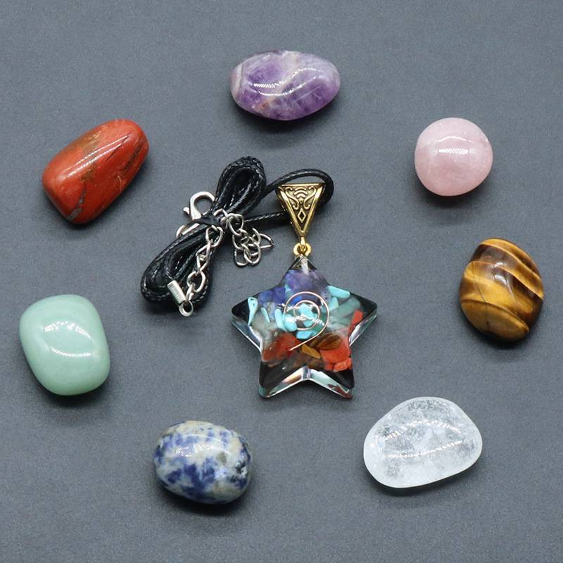 Natural Orgonite Crystal Gem Star Pendant Energy Healing Nec