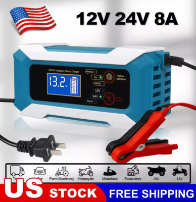Car Battery Charger 12V 8A Maintainer Trickle Charger Motorcycle AGM LiFePO4