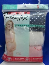 PLAYTEX L 12-14 3 Pair Navy Dot/White/Peach Maternity Fold-Over Modern Briefs