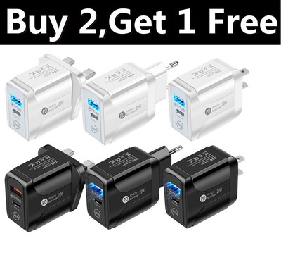 2 Port Wall Charger Type C 20W QC3.0+PD Fast Quick Charge For iPhone 12 Pro Max