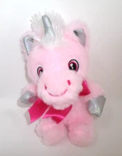 MTY International Pink Unicorn Plush White Mane Silver Horn 6"