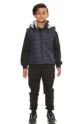 Kind Mädchen Jungen Weste wattierte Weste gefütterte Jacke Winter warm Tasche Mantel Hoodie