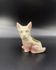 Scottish Terrier Dog Planter White  Pink  Vintage