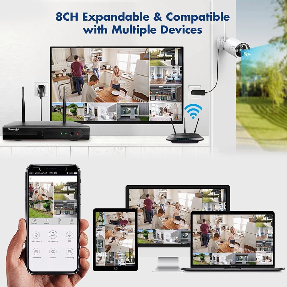 Wireless Security Camera System Outdoor Home 3MP 8CH With 1TB Hard Drive WiFi HD - Image 2 of 4