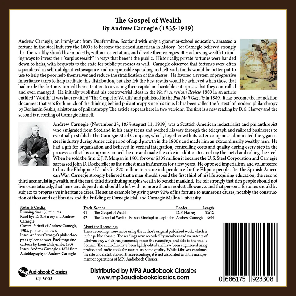 The Gospel of Wealth - MP3 CD Audiobook in CD jacket - Image 2 of 4