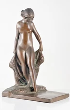 Antique Weidlich Brothers Nude Female Statue Dipping Toe in Water USA #665