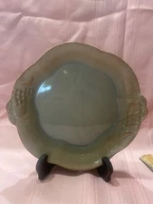 Grestel Green Ceramic Pie Plate Fruit Trim Glazed Made In Portugal 9.75”D