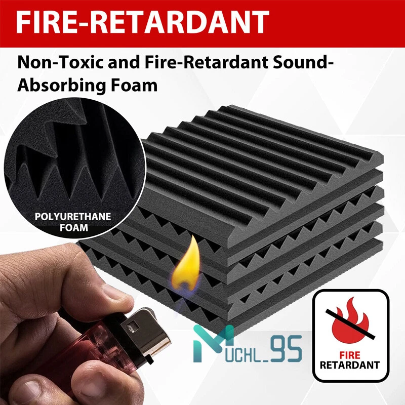 Paneles de pared acústicos estudio sonido a prueba de ruido espuma aislante 12''x12''x1"" Foto 3 de 4