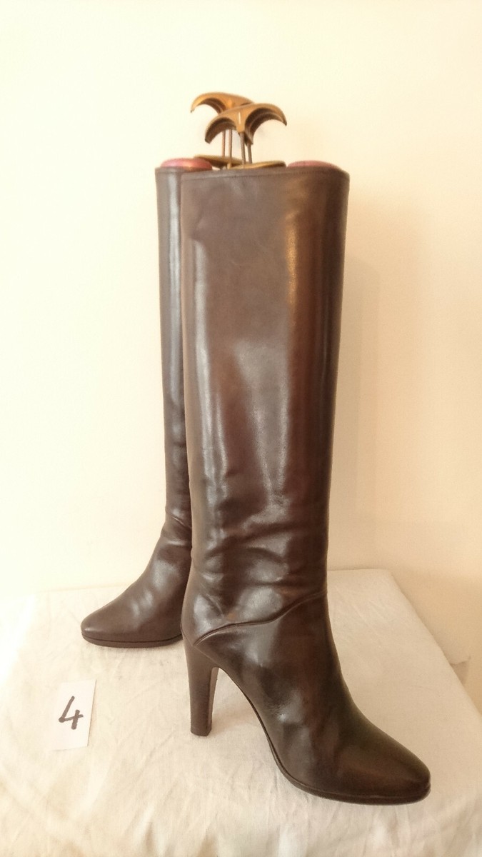 Bottines Vintage Balizza Italie 1982 - Cuir Marron - Taille 39,5 (US 8) - Talon Haut - Occasion