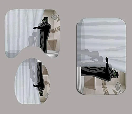 Alfombra de baño Star Wars Darth Vader 4 piezas/juego cortina de ducha inodoro cubierta de asiento almohadilla Foto 2 de 4