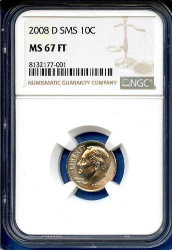 2008 D NGC SMS MS67 FT Roosevelt Dime 10c US Mint Coin 2008-D MS-67 FT