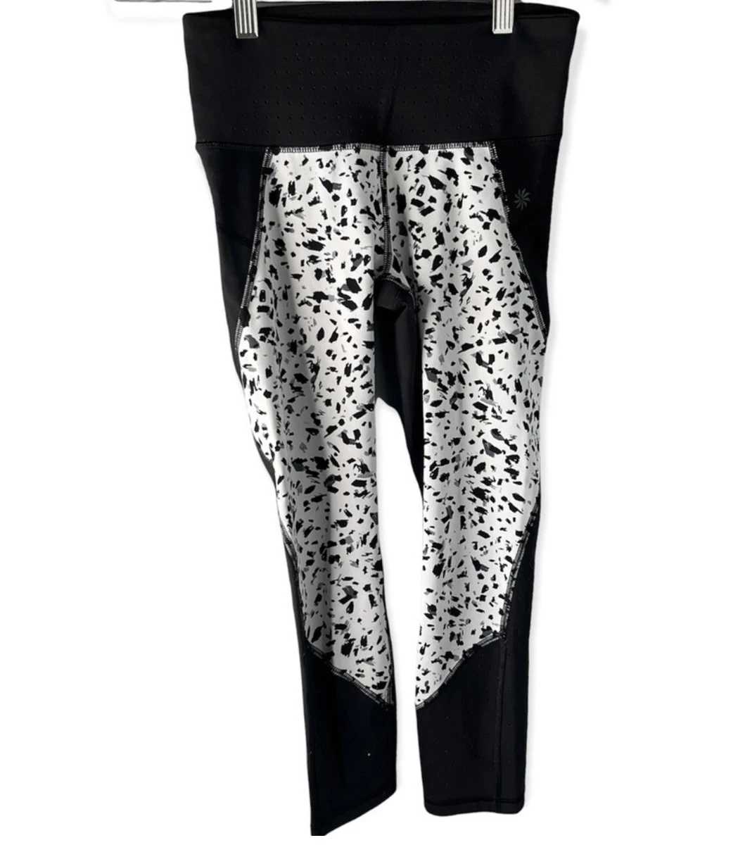 Athleta Leggings Women's XS Capri Printed Stealth Tru Cool Black & White