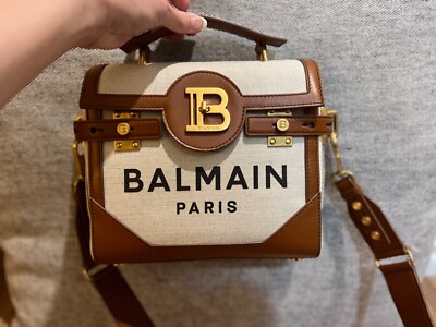 AUTHENTIC* Pre Owned Balmain BBuzz 23 Logo Canvas Shoulder Bag | eBay