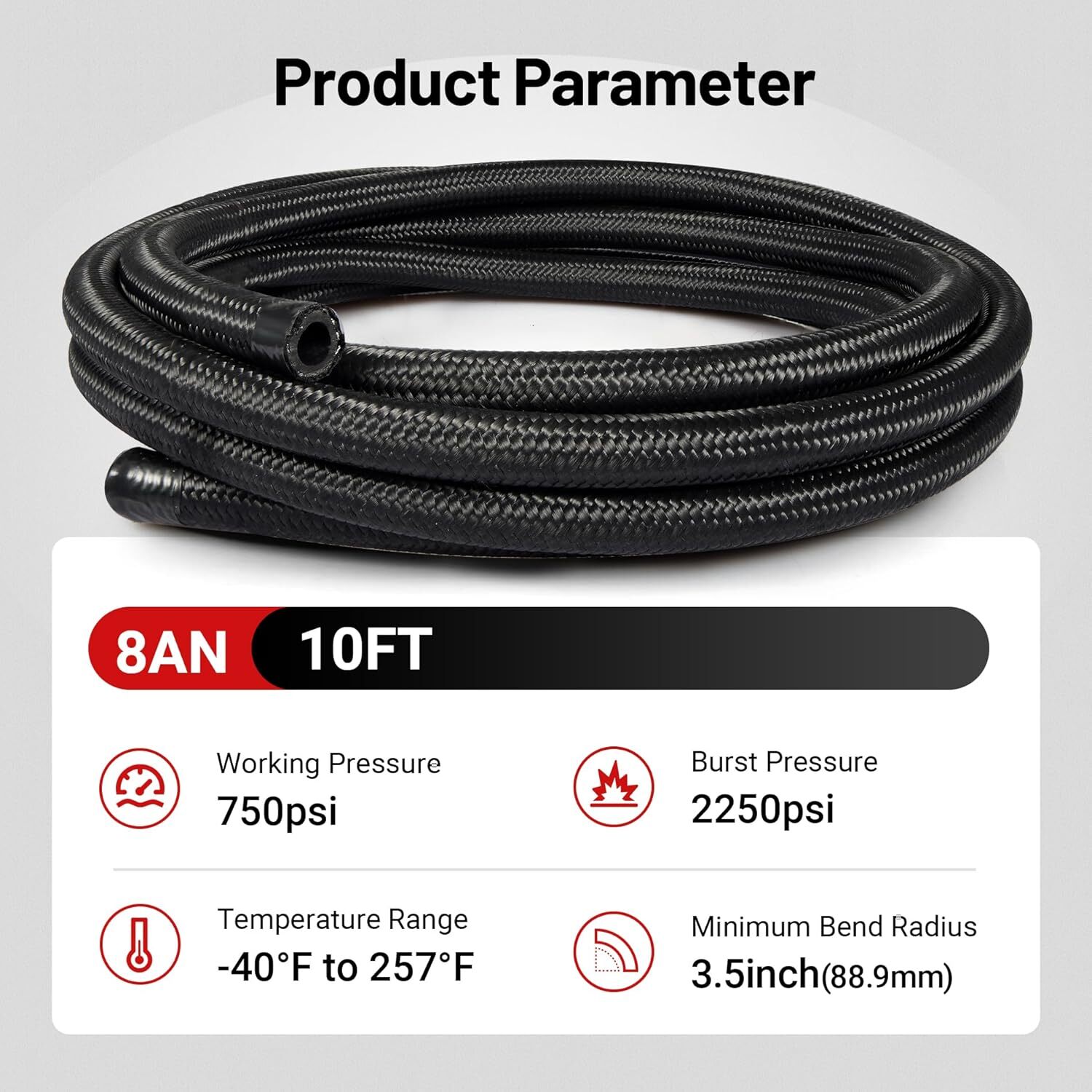 8AN CPE Fuel line Hose Braided Nylon Stainless Steel 10FT+ 10 Aluminum Fitting