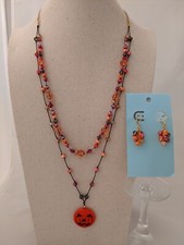 Ladies Or Teen Halloween Themed Necklace And Earrings Set