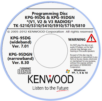 Kenwood KPG-95DG v. 7.01 & KPG-95DGN v.8.30 Prog. Soft TK-5210 V1, V2 & V3 RADIO