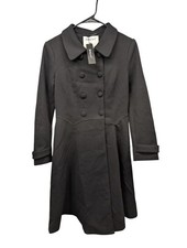 Allegra K Women's Black Double Breasted Fit Flare Peacoat Jacket NWT Size XS
