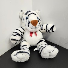 10" Sitting White w/ Black Stripes Big Blue Eyes Plush Stuffed Animal Tiger