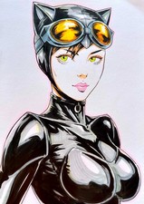 Catwoman,Batman,fan art,drawing,painting,markers,anime,game,