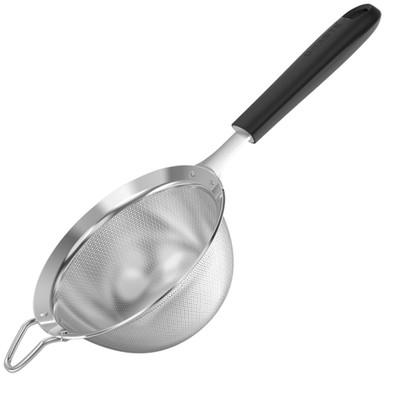 Küchensieb 12 cm feinmaschig Edelstahl 18 8 mit Silikongriff für Mehl, Tee, Reis
