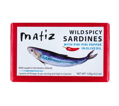Spicy Wild Spanish Sardines in Olive Oil and Piri Piri Pepper, 4.2 oz (12 Pac...