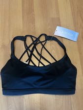 NWT CRZ Yoga Women  s Strappy Padded Wire Free Yoga Bra Black Size Small