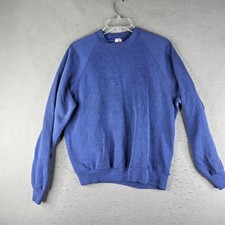 Vintage Jerzees Sweatshirt Mens XL Blue Fleece Pullover Crewneck Raglan Made USA