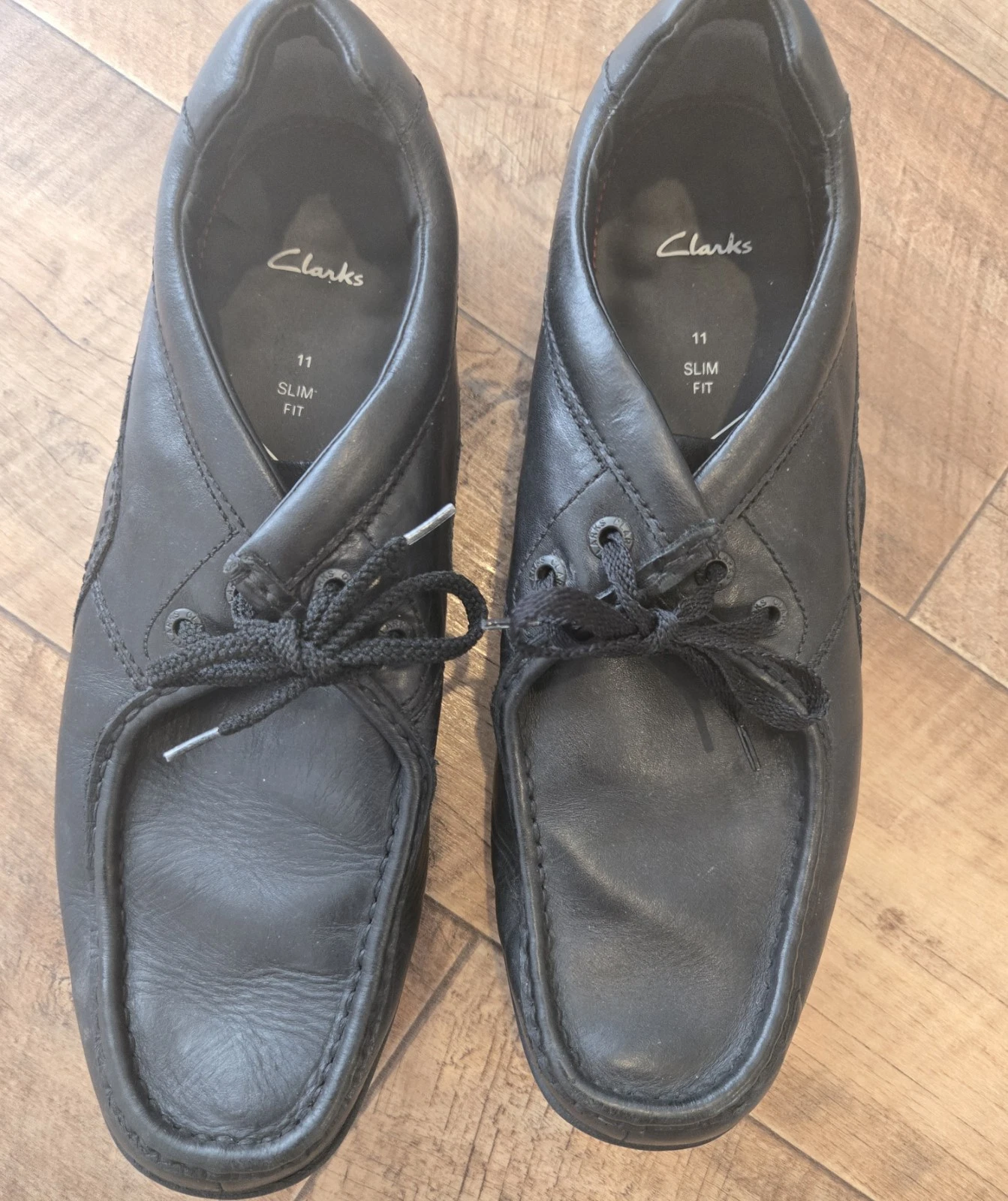 Scarpe mocassini uomo Clarks in pelle nera taglia UK 11 slim fit foderate in tartan