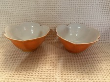2 Vtg. Japanese Lotus Flower Shaped Bowls Ora...