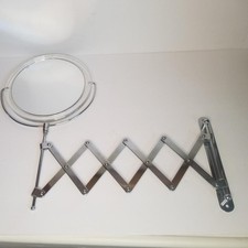 Vintage chrome swinging adjustable scissor accordion wall mirror