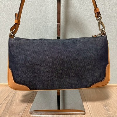 Y2K COACH 8335 Navy Denim Leather Accessory Pouch Mini Shoulder