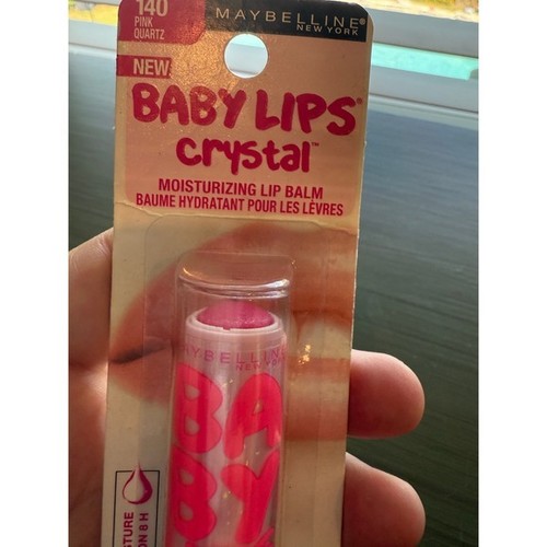 NOS Maybelline Baby Lips Crystal Moisturizing Lip Balm 140 Pink Quartz New - Afbeelding 3 van 4