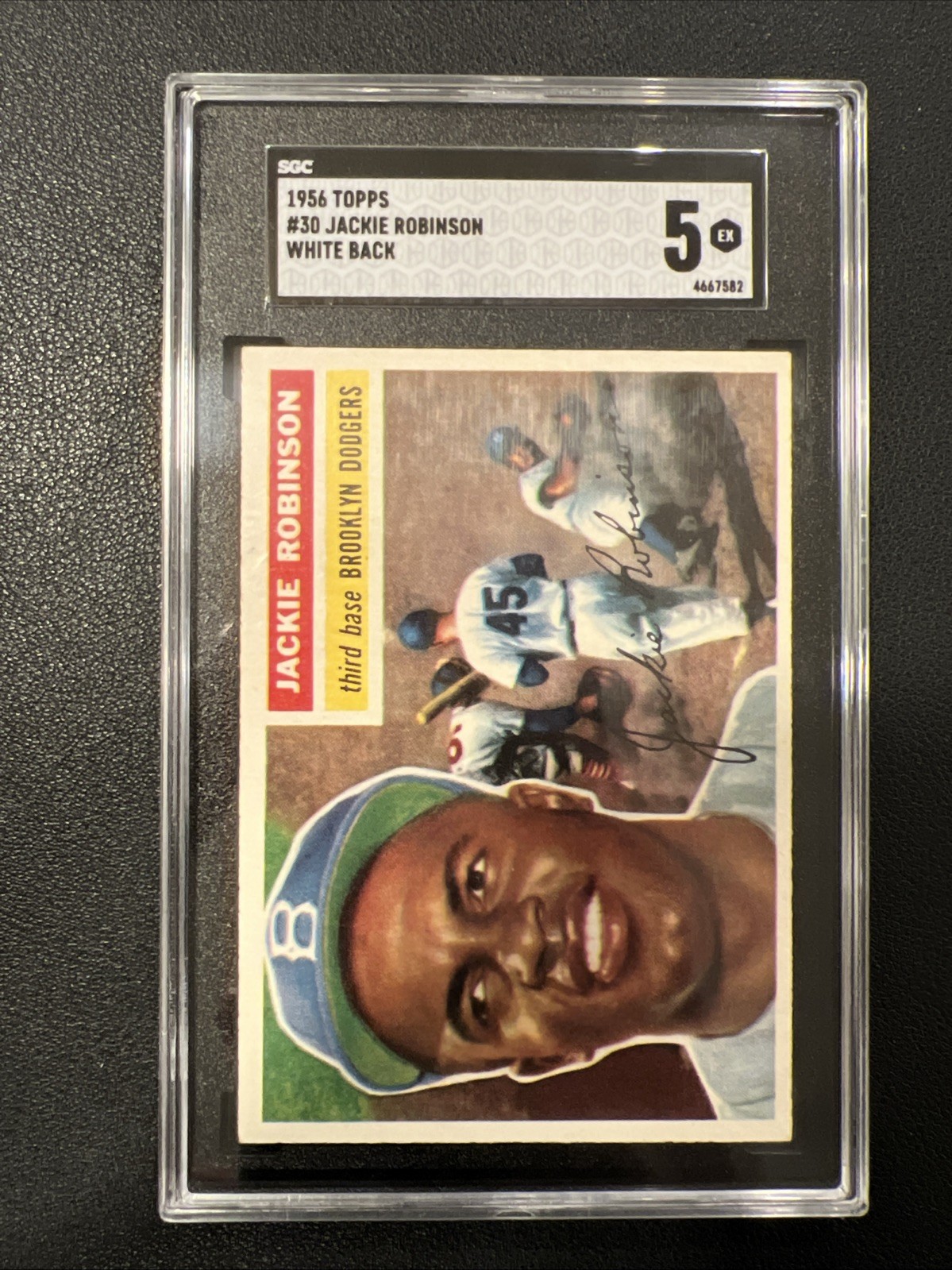 1956 Topps Baseball #30 Jackie Robinson White Back SGC 5 EX