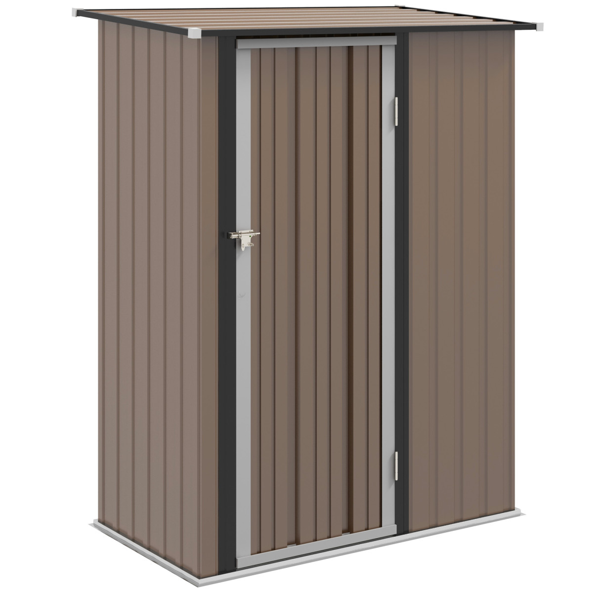 Rackhams Brown 5Ft X 3Ft Garden Storage Shed, Outdoor Metal Shed With Sloped Roof, Lockable Door For Tools, Equipment, - Image 2