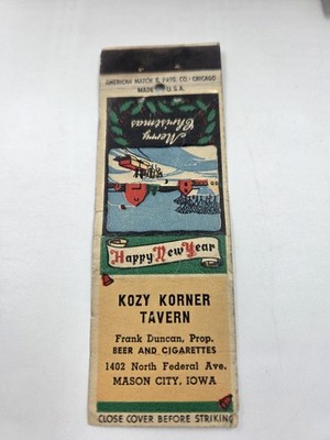Kozy Korner Tavern Mason City Iowa Matchbook Cover