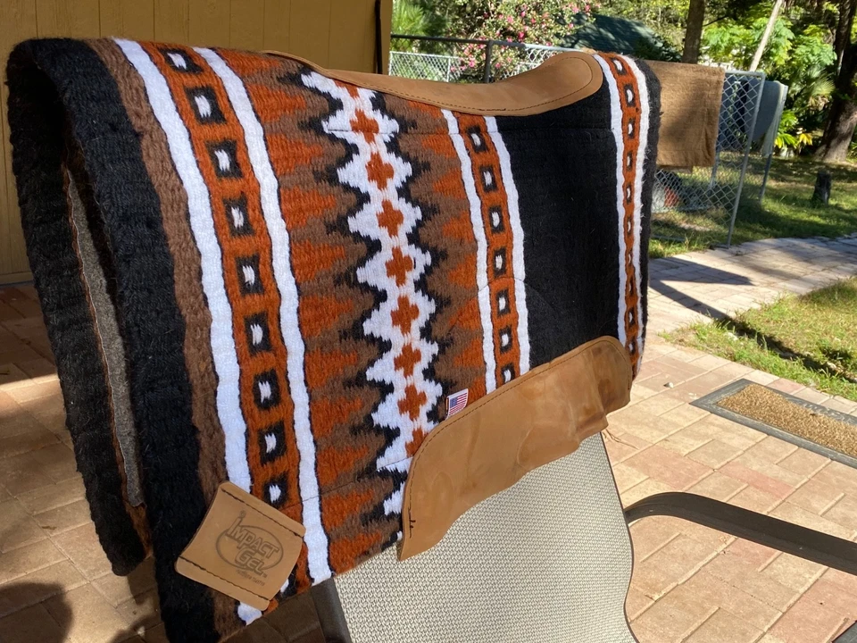 IMPACT GEL Western Saddle Navajo Woven Show Pad Black Rust Brown Wh Large 36x34 - Image 3 of 4