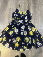 Old Navy Floral Dress Women’s Size L Navy Blue Yellow Sleeveless Fit & Flare