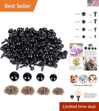 Smooth Finish Black Plastic Safety Eyes with Washers - Ideal for Dolls Plushes