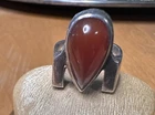 Big Chunky Sterling Silver Vintage Carnelian Ring Size 6.5