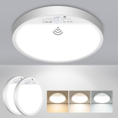 2Pack Motion Sensor Ceiling Light Wired, 3000K/4000K/6500K Motion Sensor Ligh...