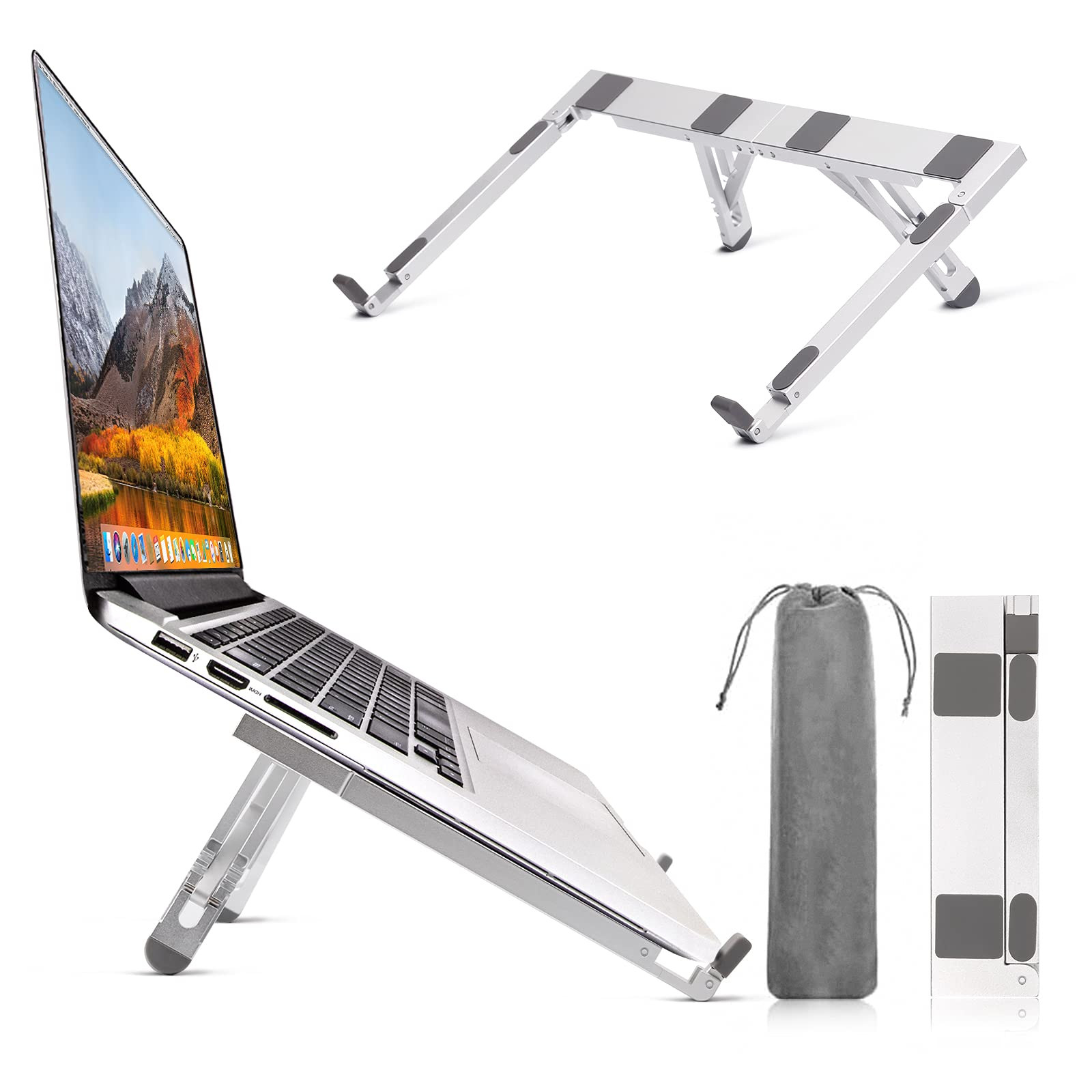 Adjustable Aluminum Laptop Stand for Desk Ergonomic and Portable Computer Riser