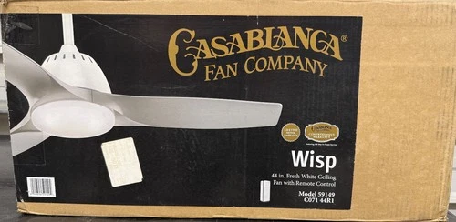 NEW Casablanca Wisp 44" Modern Ceiling Fan - White, LED Light, Remote, 59149 - Picture 10 of 11