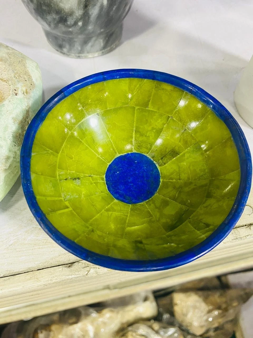 Lapis lazuli Bowl With Serpentine Mix Bowl Handmade