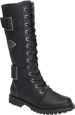 Harley-Davidson Women's Belhaven Knee-Hi Black Leather Boots Size 9.5 D87082