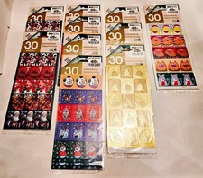 Vintage Christmas Holiday Stickers 10 Packs of 30 Each, 300 Stickers New,Sealed