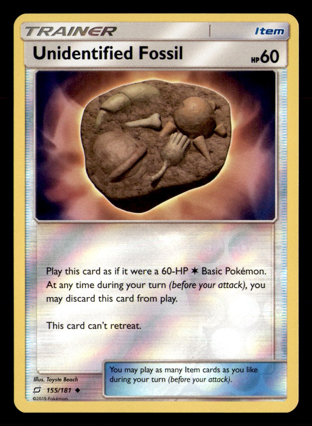 Unidentified Fossil 155/181 Uncommon Team Up Pokemon Reverse Holo Near Mint
